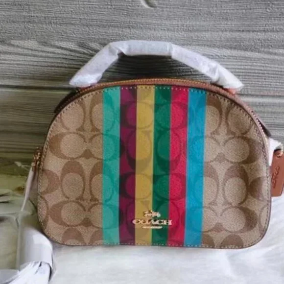 COACH Serena Satchel Crossbody Bag In Signature Canvas With Stripe C5642 - Picture 9 of 12
